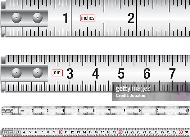 zoll und zentimeter tape mesure - tape measure stock-grafiken, -clipart, -cartoons und -symbole