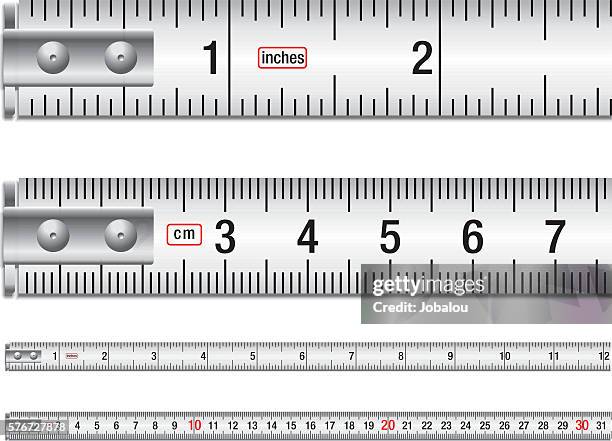 inches and centimeters tape mesure - metric system stock illustrations