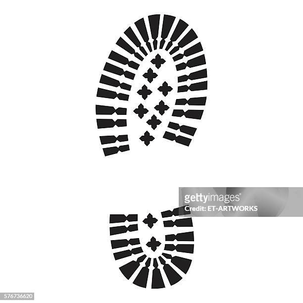 isolated military boot print - bottines stock illustrations