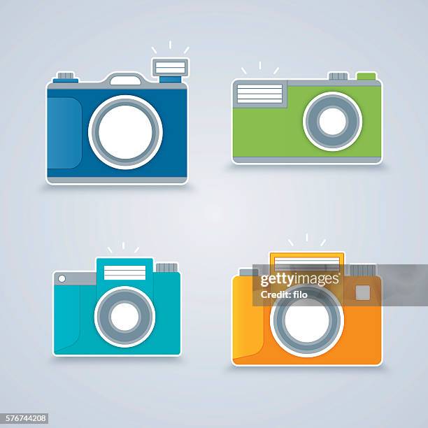 flat design cameras - old camera filter stock illustrations