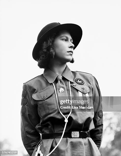 Princess Elizabeth in the Girl Guides at Frogmore, UK, 30th June 1942.