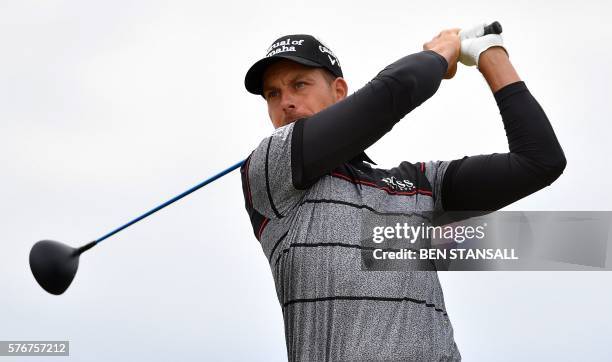 Sweden's Henrik Stenson watches his shot from the 6th tee during his final round on day four of the 2016 British Open Golf Championship at Royal...