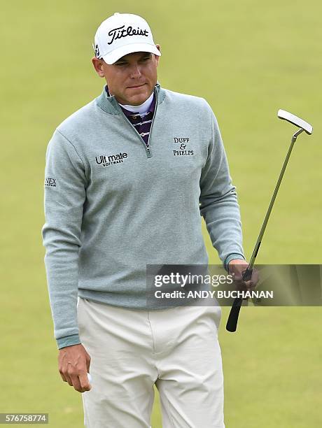 Golfer Bill Haas on the 8th green during his final round on day four of the 2016 British Open Golf Championship at Royal Troon in Scotland on July...