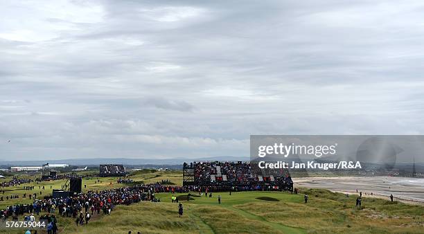 General View of Henrik Stenson of Sweden and Phil Mickelson of the United States on the 5th green during the final round on day four of the 145th...