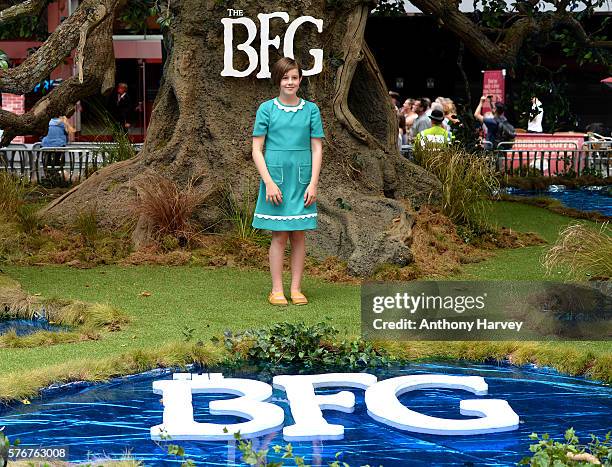 Ruby Barnhill attends the UK film premiere of the BFG on July 17, 2016 in London, England.