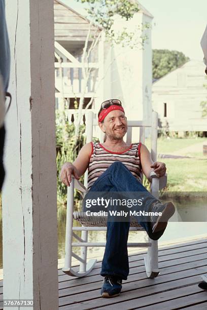 Willie Nelson prior to a CBS television interview to promote his album, 'Stardust', Baton Rouge, Louisiana, 29th April 1978.