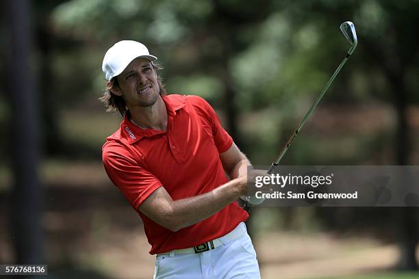 Aaron Baddeley of Australia hits off the third hole during the final round of the Barbasol Championship at the Robert Trent Jones Golf Trail at Grand...