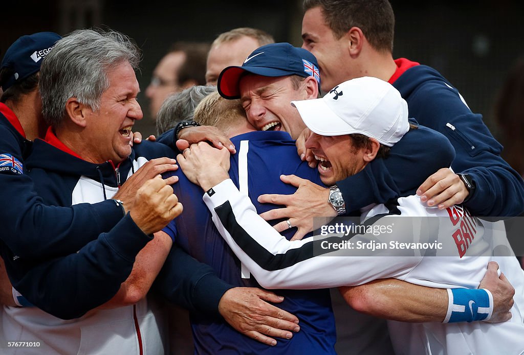 Serbia v Great Britain - Davis Cup World Group Quater-Final: Day Three