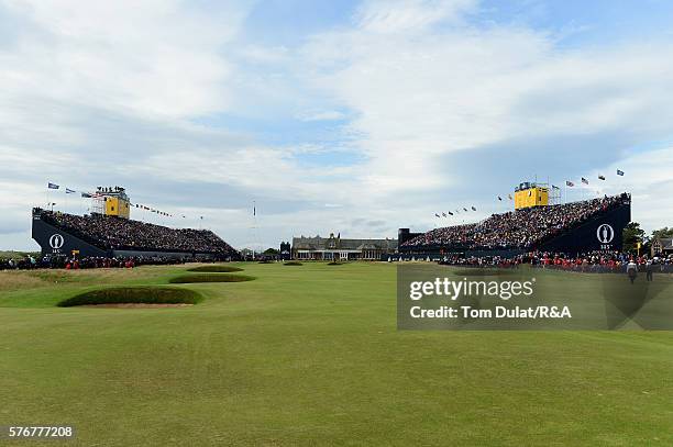 General View of the 18th hole during the final round on day four of the 145th Open Championship at Royal Troon on July 17, 2016 in Troon, Scotland.