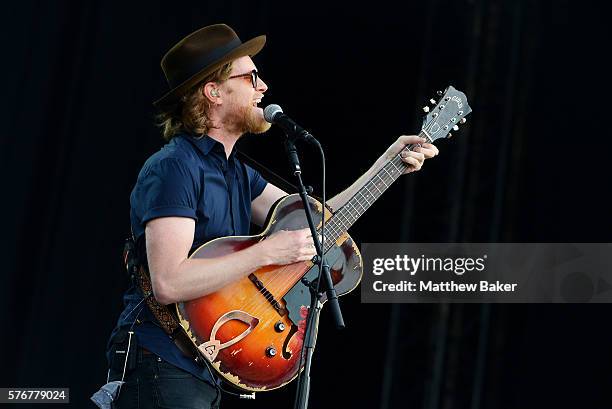 Wesley Schultz of The Lumineers performs at Latitude Festival at Henham Park Estate on July 17, 2016 in Southwold, England.