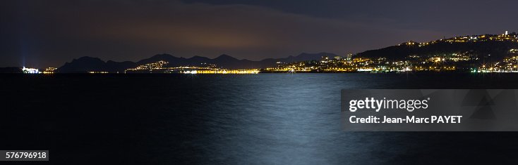 Juan les pins' bay in night Juan les pins' bay in night