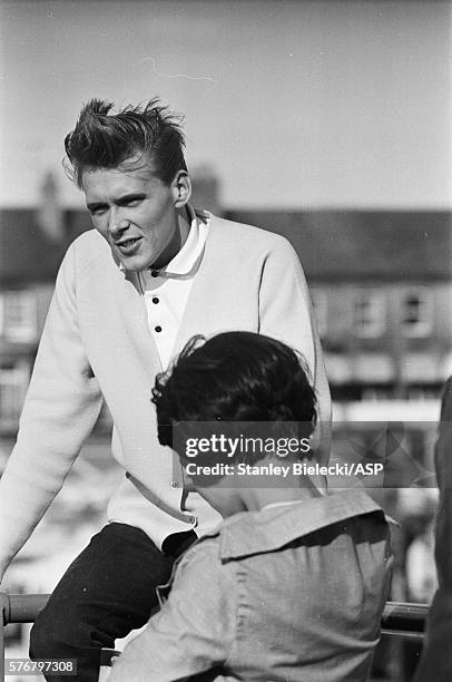 Billy Fury and Amanda Barrie on set of the film 'I've Gotta Horse', Great Yarmouth, United Kingdom, circa 1965.