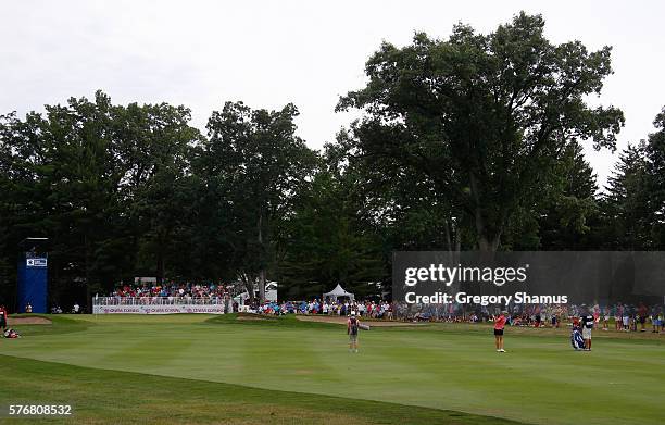 General view of the 17th green during the final round of the Marathon Classic presented by Owens Corning and O-I at Highland Meadows Golf Club on...