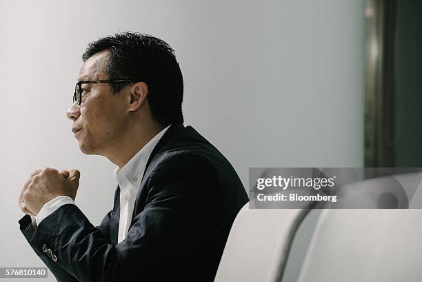 Ricky Wong, chairman of Hong Kong Television Network Ltd. , listens during an interview in Hong Kong, China, on Wednesday, July 6, 2016. Hong Kong is...