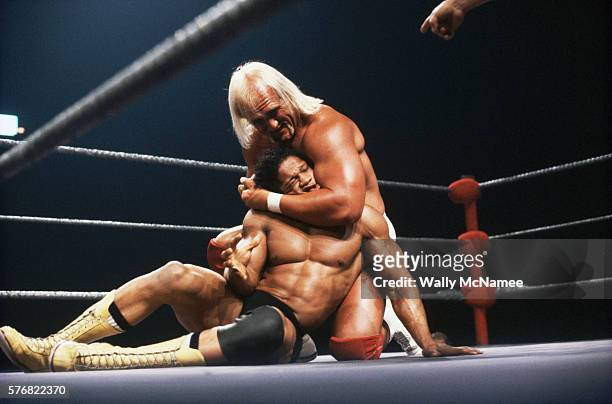 Hulk Hogan Holding Tony Atlas in a Headlock