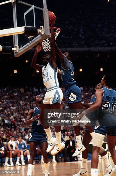 Michael Jordan and Patrick Ewing Under the Basket