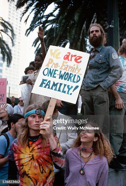 anti-falwell demonstration - democratic national convention protest stock pictures, royalty-free photos & images
