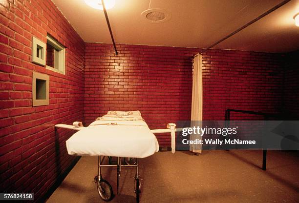 This is the death chamber at the Huntsville, TX, State Prison where those prisoners sentenced to the death penaty are put to death by lethal...