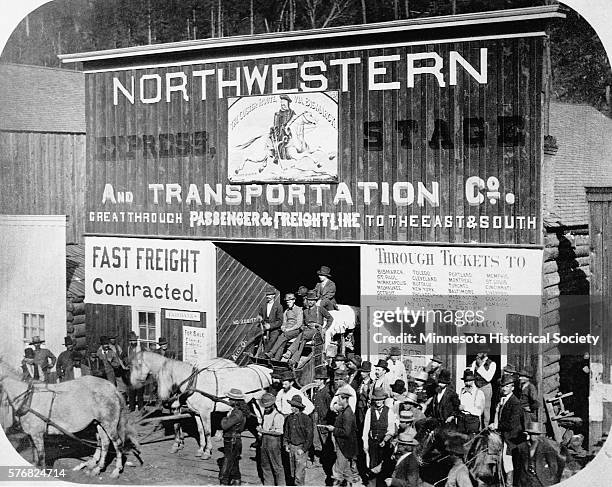 Stagecoach team prepares to leave the station in Deadwood, South Dakota.