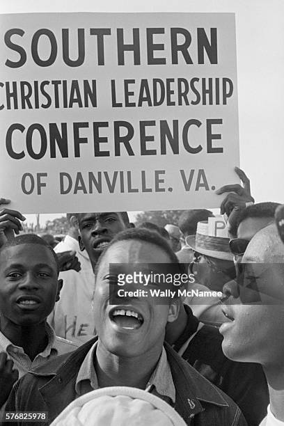 Close-up of marchers during the March on Washington Civil Rights demonstration, Washington DC, August 28, 1963. A visible sign reads 'Southern...