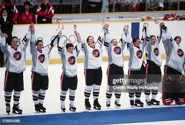 The US women's hockey team wins the gold medal at the 1998 Winter Olympic games. The Americans defeated the Canadian team 3-1 during the final game...