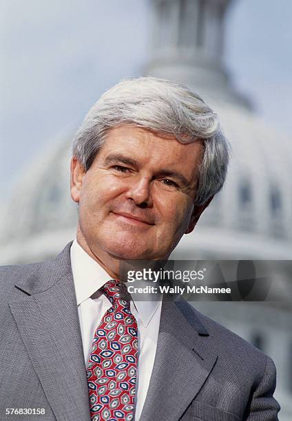 House Speaker Newt Gingrich speaks to the press about term limits at the U.S. Capitol.