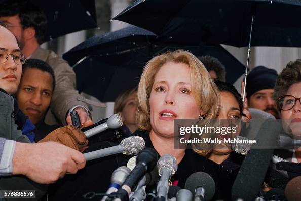 Donna Rice Hanson Donna Rice speaks to reporters during a demonstration against... News ...