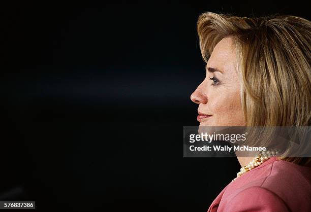 First Lady Hillary Rodham Clinton at a conference concerning child care.