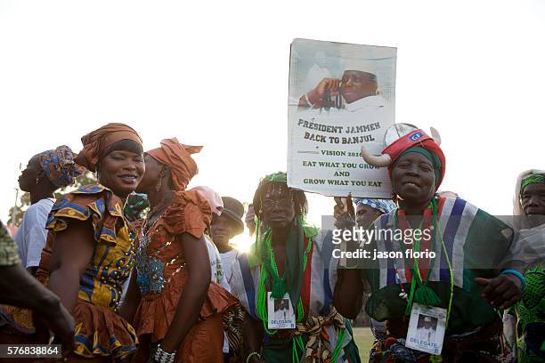 Supporters of Yahya Abdul-Aziz Jemus Junkung Jammeh the president of the Gambia. As a young army officer, he took power in a July 1994 military coup...