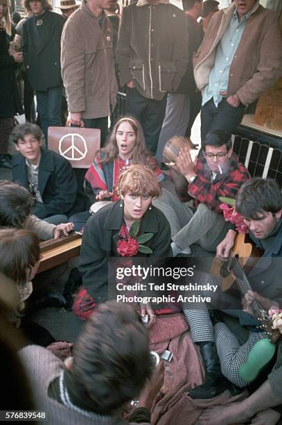 Hippies singing during the Summer of Love in Haight Ashbury.