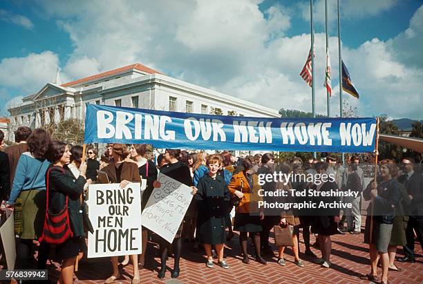 Group of women demonstrate against the Vietnam War on the campus of U. C. Berkeley.