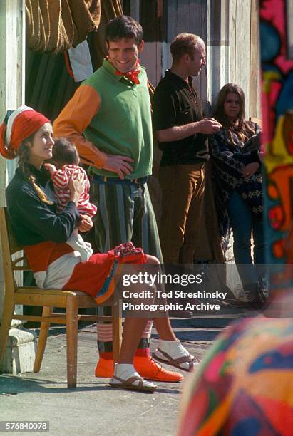 Ken Babbs, also known as the Intrepid Traveler, stands next to Gretchen Fetchin, the Slime Queen, whose original name was Paula Sundsten. She holds...