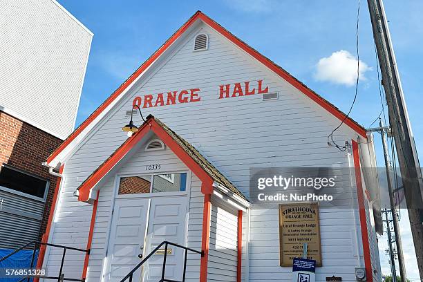 View of an Orange Hall, in the Old Strathcona area, an historic district located in south-central Edmonton On Tuesday 12 July 2016, in Edmonton,...