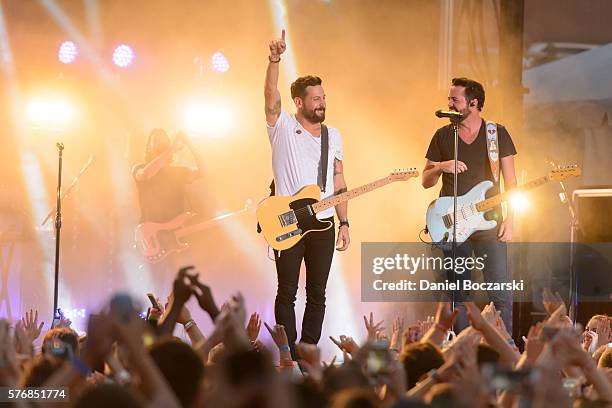 Matthew Ramsey and Brad Tursi of Old Dominion perform during the 4th Annual Windy City Smokeout, BBQ and Country Music Festival on July 17, 2016 in...