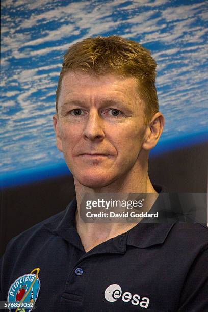 British astronaut Tim Peake attends the Farnborough Airshow for his first official press conference on British soil, since arriving back to earth...