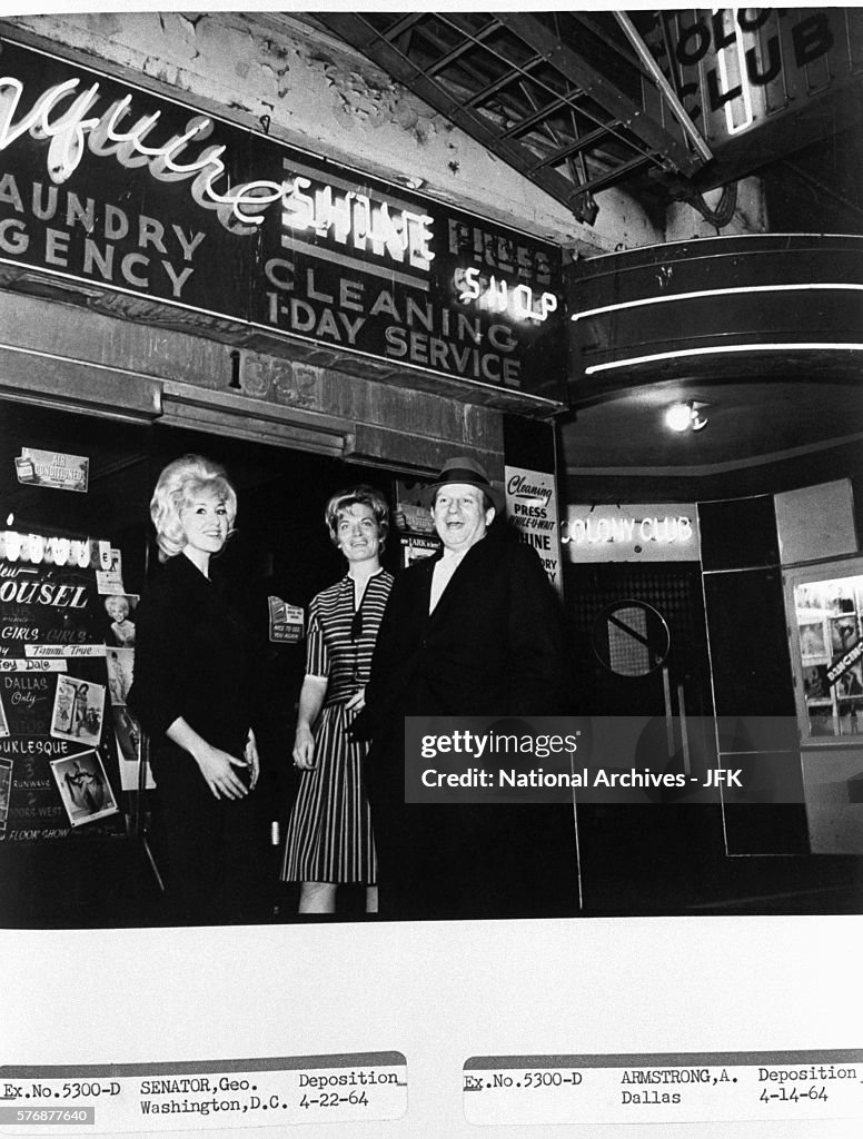 Ruby Sheba Jack Ruby stands with two of his dancers outside his nightclub, the ...