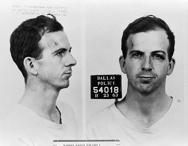 The Dallas Police Department mug shots of Lee Harvey Oswald following his arrest for possible involvement in the John F Kennedy assassination and the...