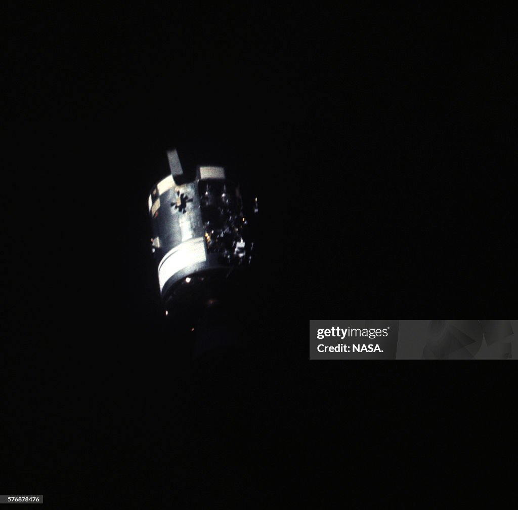 Apollo Service Module Explosion The damaged service module of the Apollo 13 spacecraft floats in ...