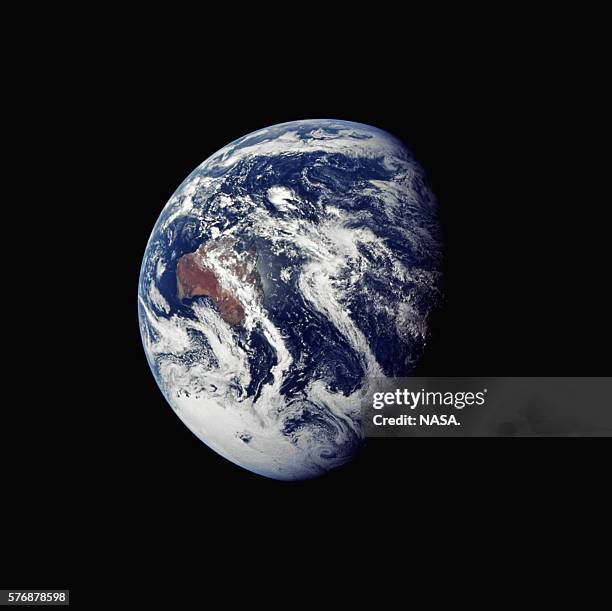 Australia and Antarctic on a nearly full Earth, seen from the Apollo 17 spacecraft on its return trajectory from the Moon. | Location: aboard Apollo...