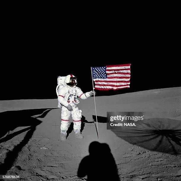 Alan Shepard Plants U.S. Flag on the Moon