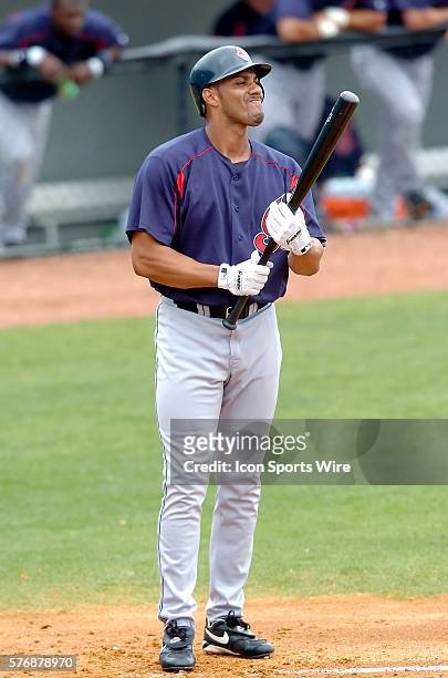 Juan Gonzalez, outfielder for the Cleveland Indians, during a pre-season Grapefruit League game against the Washington Nationals at Space Coast...