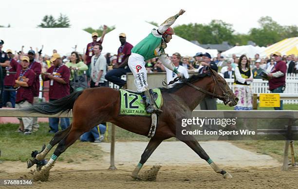 Afleet Alex with Jeremy Rose up, wins the 130th running of the Grade I, one million dollar Preakness Stakes at Pimlico race track in Baltimore,...