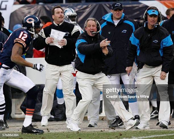 Head Coach, John Fox of the Carolina Panthers during game action at Soldier Field. The Carolina Panthers defeated the Chicago Bears by a score of 29...