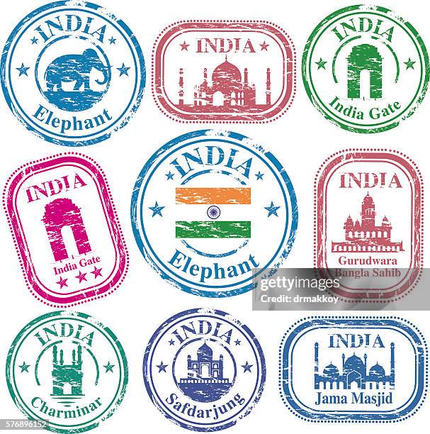 india stamp - india gate stock illustrations