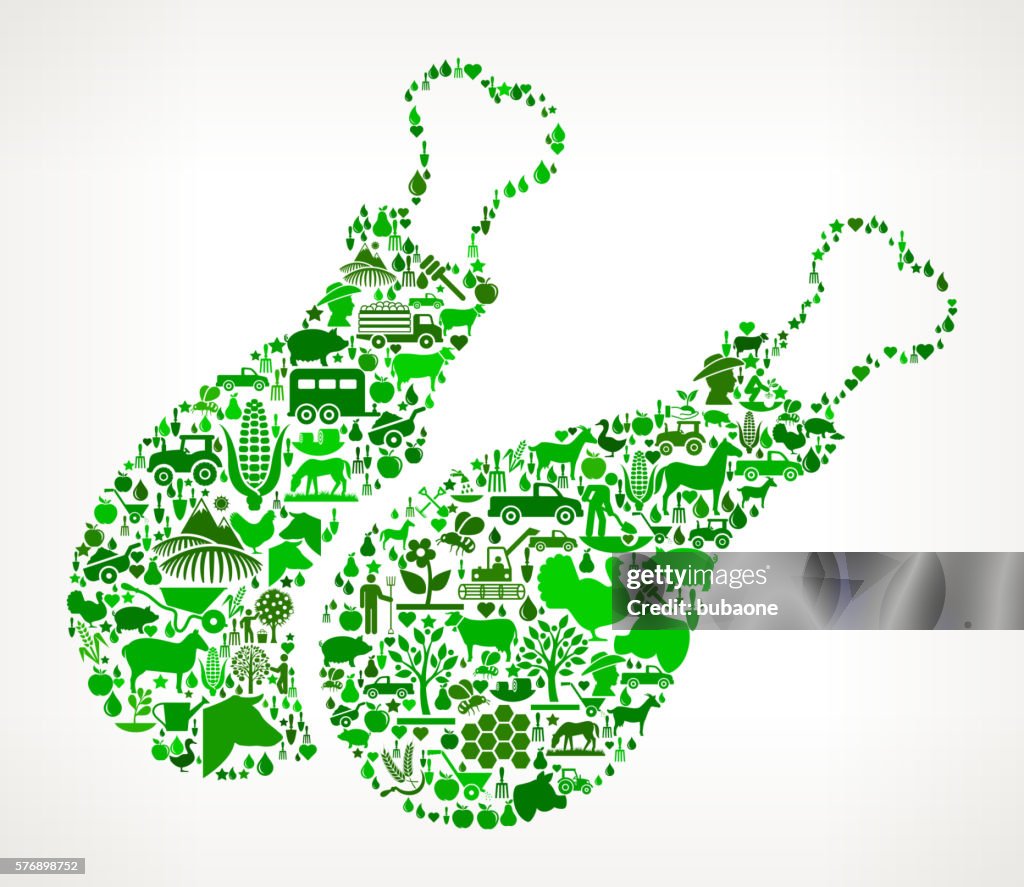 Chicken Legs Farming and Agriculture Green Icon Pattern