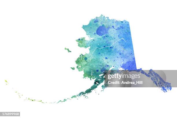 map of alaska with watercolor texture - raster illustration - alaska us state stock illustrations