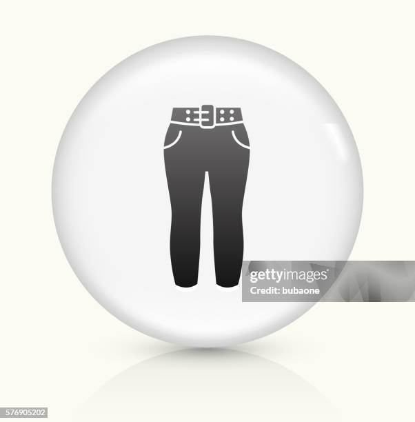 pants icon on white round vector button - light denim stock illustrations
