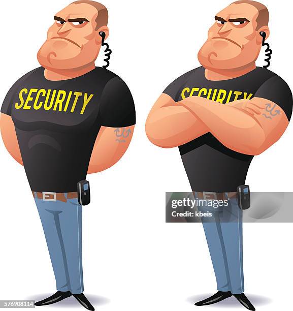 ilustraciones, imágenes clip art, dibujos animados e iconos de stock de guardia de seguridad - safety funny