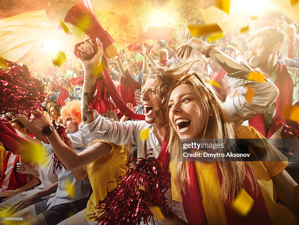 Sport fans: Group of cheering fans