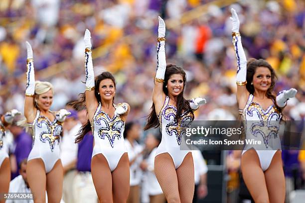 The LSU Golden Girls perform prior to kickoff between the LSU Tigers and the Washington Huskies at Tiger Stadium in Baton Rouge, LA